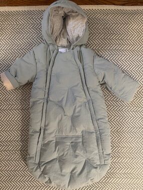 Baby Padded Hooded Bunting in Sage Green